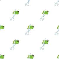 Scissors cutting credit card pattern seamless vector