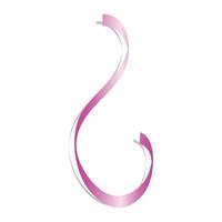 Curl pink ribbon mockup, realistic style vector