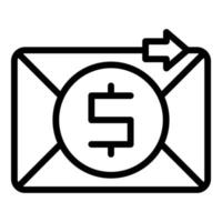 vector de contorno de icono de dinero de correo. Pago movil