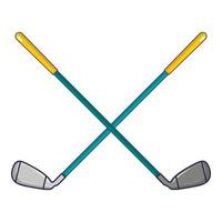 Crossed golf clubs icon, cartoon style vector