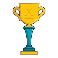 Golf cup winner gold icon, cartoon style vector