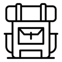 vector de contorno de icono de mochila de senderismo. viajes ecológicos