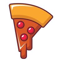 Pizza slice icon, cartoon style vector