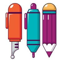 Pencil set icon, cartoon style