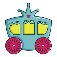 Princess carriage icon, cartoon style vector