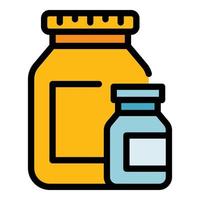 Sport nutrition amino jar icon color outline vector