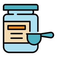 Protein sport jar icon color outline vector