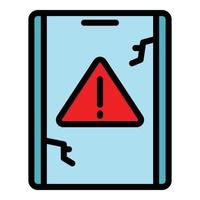 Warning tablet icon color outline vector