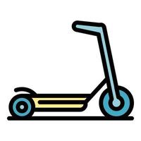 vector de contorno de color de icono de scooter eléctrico