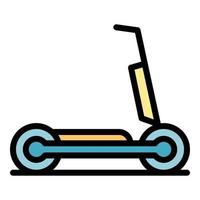 vector de contorno de color de icono de scooter eléctrico de botón