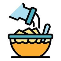 Lunch bowl icon color outline vector