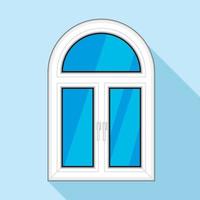 Modern arched plastic window icon, flat style vector