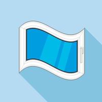 Curved plastic window icon, flat style vector