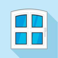 One door plastic window icon, flat style vector