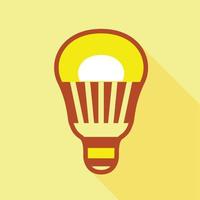 Yellow led bulb icon, flat style vector