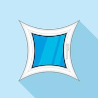 Curved square plastic window icon, flat style vector