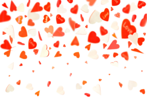 Heart of Valentines petals falling on white background. valentine's day concept on transparent png file