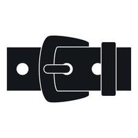 Black metal belt buckle icon, simple style vector