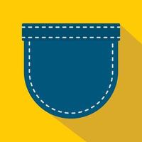 Blue jeans pocket icon, flat style vector