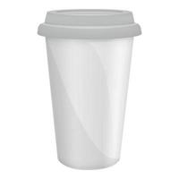 Paper coffee cup with lid mockup, realistic style vector