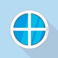 Round plastic window icon, flat style vector