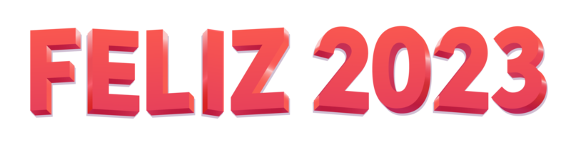 Happy 2023 in Portuguese with red golden 3d design. Translation - Happy 2023. png