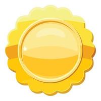 Gold circle metal badge icon, cartoon style vector