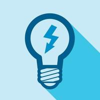 Blue electric bulb with lightning inside icon vector