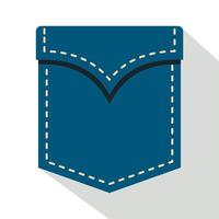 Blue pocket symbol icon, flat style vector