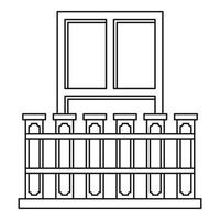 Balcony with iron railing icon, outline style vector