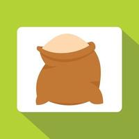 Linen sack full of flour icon, flat style vector