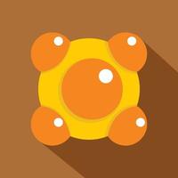 Yellow and orange molecules icon, flat style vector
