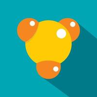 Yellow molecule icon, flat style vector