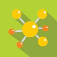 Yellow molecular model icon, flat style vector