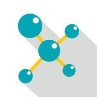 Blue molecule structure icon, flat style vector