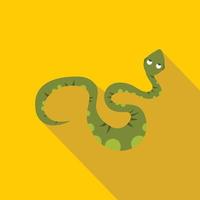 Green spotted snake icon, flat style vector