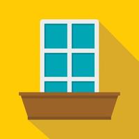 White window and flower box icon, flat style vector