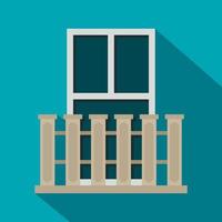 Balcony balustrade with window i icon, flat style vector