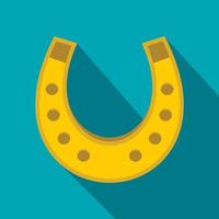 Golden horseshoe icon, flat style vector