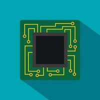 Microchip icon, flat style vector