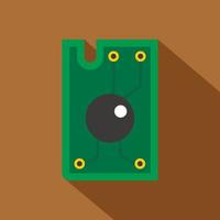 Processor chip icon, flat style vector