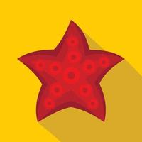 Red starfish icon, flat style vector