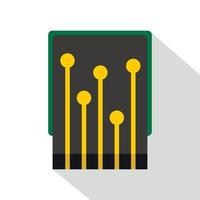 Computer processor icon, flat style vector