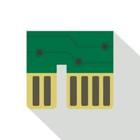 icono de chipset de computadora, estilo plano vector