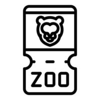 vector de contorno de icono de tarjeta de pase de zoológico. boleto de la selva