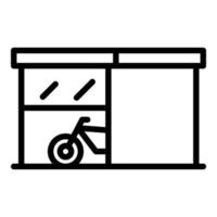 vector de contorno de icono de bicicleta de tienda de calle. estacionamiento de bicicletas