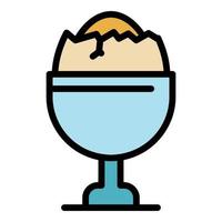 Restaurant boiled egg icon color outline vector