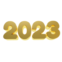 3d framställa 2023 guld text, Lycklig ny år png