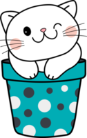 adorável gatinho lindo vaso de flores gatinho animal de estimação gato fofo png