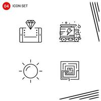 colección de 4 iconos vectoriales en estilo de línea. símbolos de contorno perfectos de píxeles para web y móvil. signos de icono de línea sobre fondo blanco. 4 iconos. vector